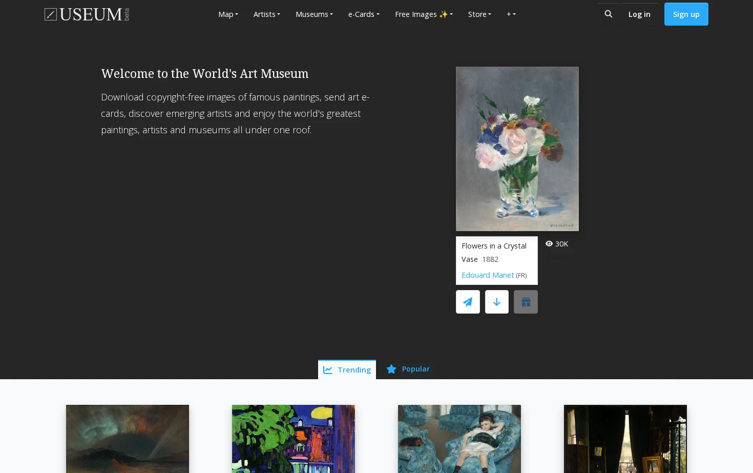 Interactive Fine Art Gallery & Museum USEUM 页面快照